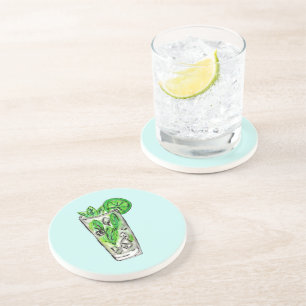 Tadelloses Mojito im Sommer-Aquarell-Cocktail Sandstein Untersetzer