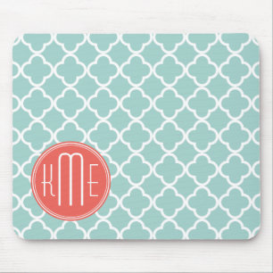 Tadelloses und korallenrotes Quatrefoil mit Mousepad