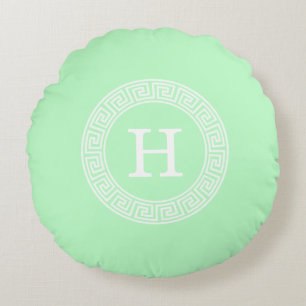 Tadelloses weißes griechisches SchlüsselRnd Rundes Kissen