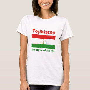 Tadschikistan-Flagge + Karte + Text-T-Shirt T-Shirt