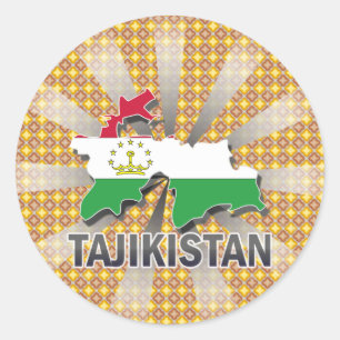 Tadschikistan-Flaggen-Karte 2,0 Runder Aufkleber
