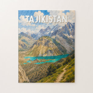 Tadschikistan Illustration Reise Kunst Vintage Puzzle