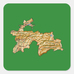 Tadschikistan-Kartenaufkleber Quadratischer Aufkleber