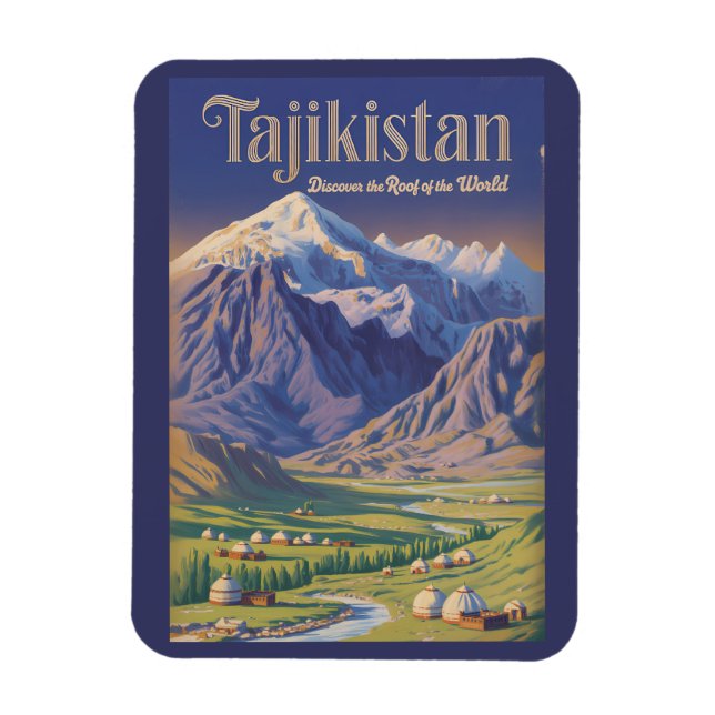 Tadschikistan Landschaft Illustration Reise Kunst  Magnet (Vertikal)