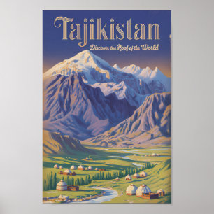 Tadschikistan Landschaft Illustration Reise Kunst Poster