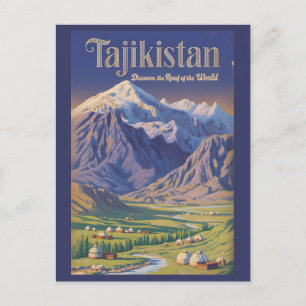 Tadschikistan Landschaft Illustration Reise Kunst Postkarte