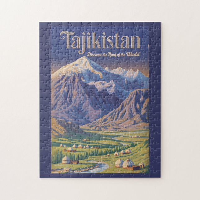 Tadschikistan Landschaft Illustration Reise Kunst  Puzzle (Vertikal)