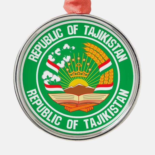 Tadschikistan Runde Emblem Ornament Aus Metall (Vorne)