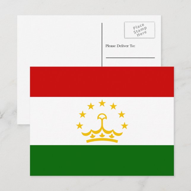 Tadschikistanische Flagge, Flagge Tadschikistans Postkarte (Vorne/Hinten)