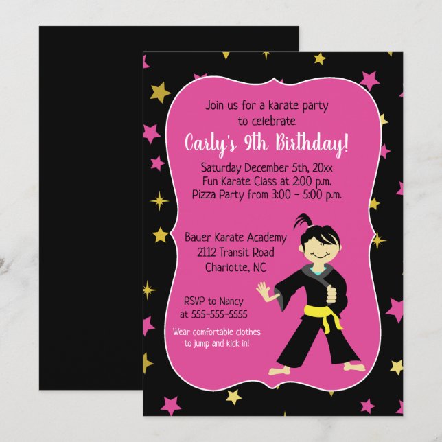 Tae Kwon Do Birthday Einladungen (Vorne/Hinten)