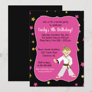 Tae Kwon Do Birthday Einladungen Brown Belt Girl