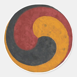 Taegeuk in rot, schwarz und gold runder aufkleber