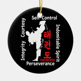 Taekwondo 5 Tenets Martial Arts ATA ITF Tae for Keramik Ornament