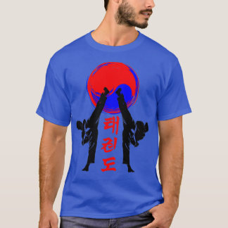 taekwondo Abzeichen schwarz hoch kick koreanischer T-Shirt