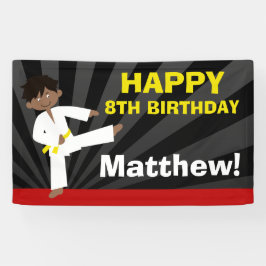 Taekwondo-Afroamerikaner-Gelb-Gurt-Geburtstag Banner