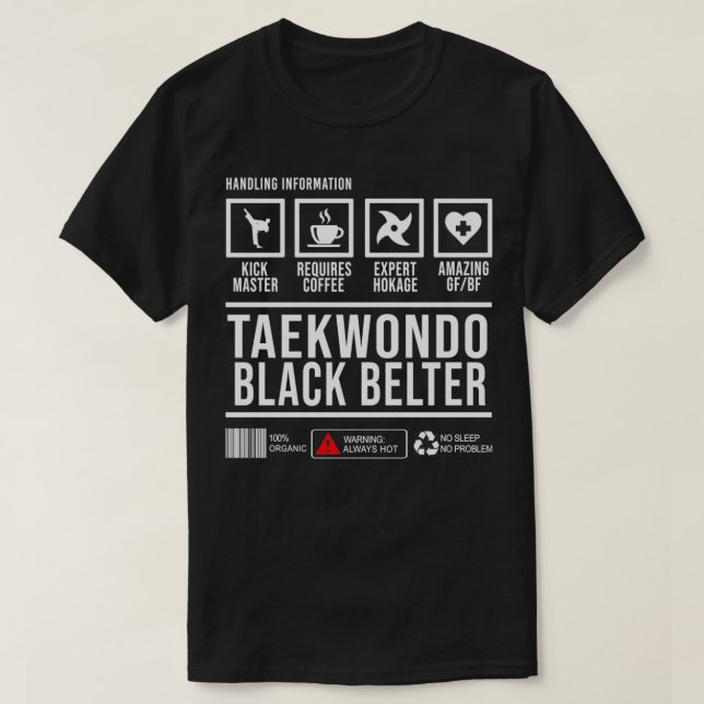 Taekwondo Black Belter Handling Information Gesche T-Shirt (Design vorne)