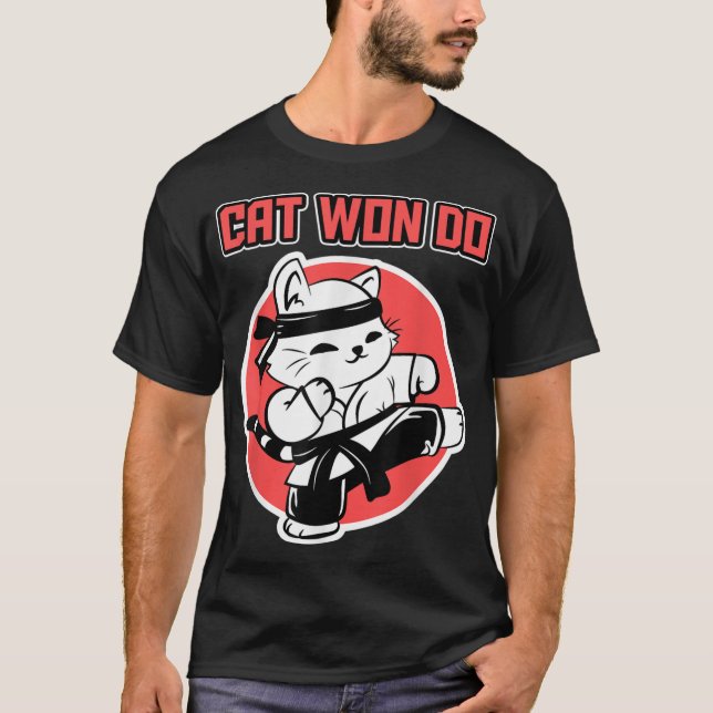 Taekwondo Cat Design for Sports Fans - Kick Cat Wo T-Shirt (Vorderseite)