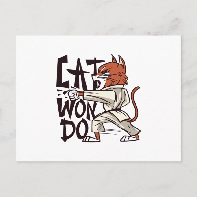 Taekwondo Cat Postkarte (Vorderseite)