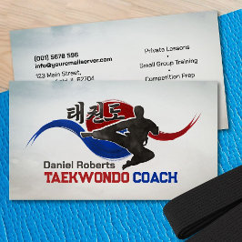 Taekwondo Coach - Taegeuk und Hangul Symbol Visitenkarte