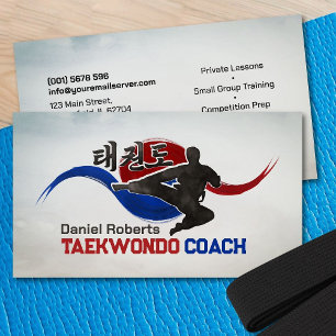 Taekwondo Coach - Taegeuk und Hangul Symbol Visitenkarte