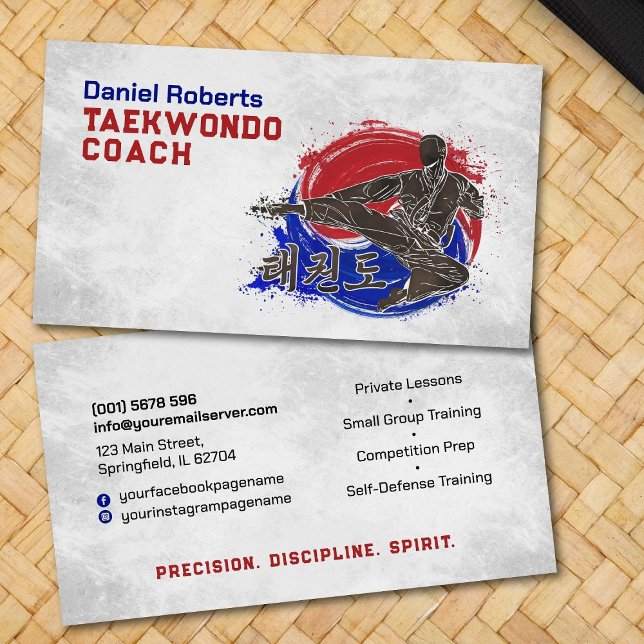 Taekwondo Coach - Taegeuk und Hangul Symbol Visitenkarte (Von Creator hochgeladen)