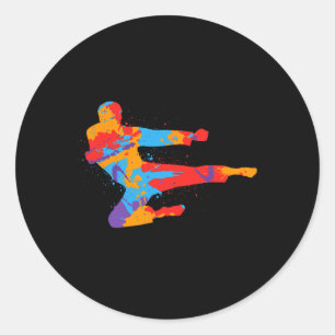 Taekwondo Colorful Martial Arts Men Kids Boys Kara Runder Aufkleber