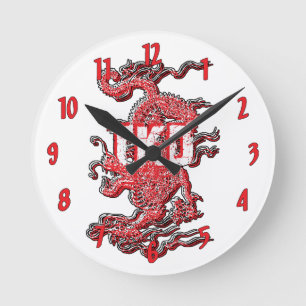 Taekwondo-Drache Runde Wanduhr