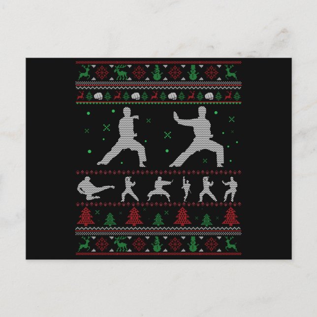 Taekwondo Frohe Weihnachtsgeschenk Ugly Weihnachte Postkarte (Vorderseite)