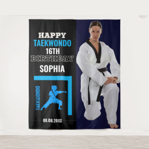 Taekwondo-Geburtstag, Mädchen-Spieler-Hintergründe Wandteppich