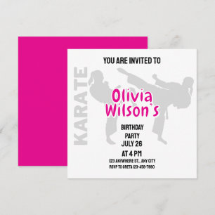 Taekwondo Geburtstagsparty, Taekwondo Girl Player Einladung