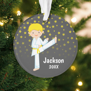 Taekwondo Gelber Gürtel Blonde Personalisiert Ornament