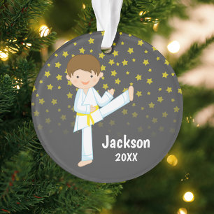 Taekwondo Gelber Gürtel Boy Personalisiert Ornament