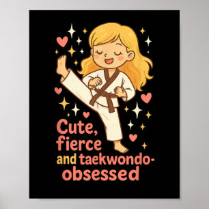 Taekwondo Girl Blonde Niedlich Fierce besessene Zu Poster