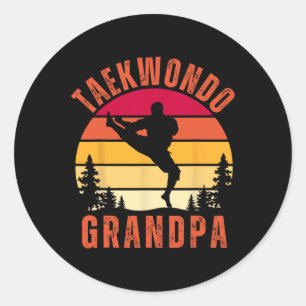 Taekwondo Grandpa Großeltern Vatertag Runder Aufkleber