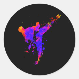 Taekwondo Jiu Jitsu Paint Spritzers Kids Jujitsu J Runder Aufkleber