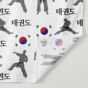 Taekwondo-Kämpfer Kampfsport 태권도 Südkorea-Flagge Wandteppich