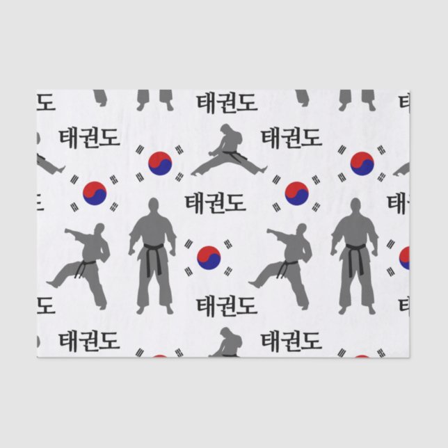 Taekwondo Kampfkunst 태 권 Südkoreanische Flagge Seidenpapier (Vorderseite)