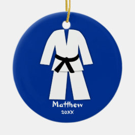 Taekwondo Karate Black Belt Blue Personalisiert Keramikornament