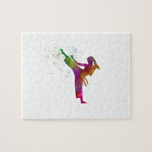 Taekwondo-Karate in Aquarell Puzzle