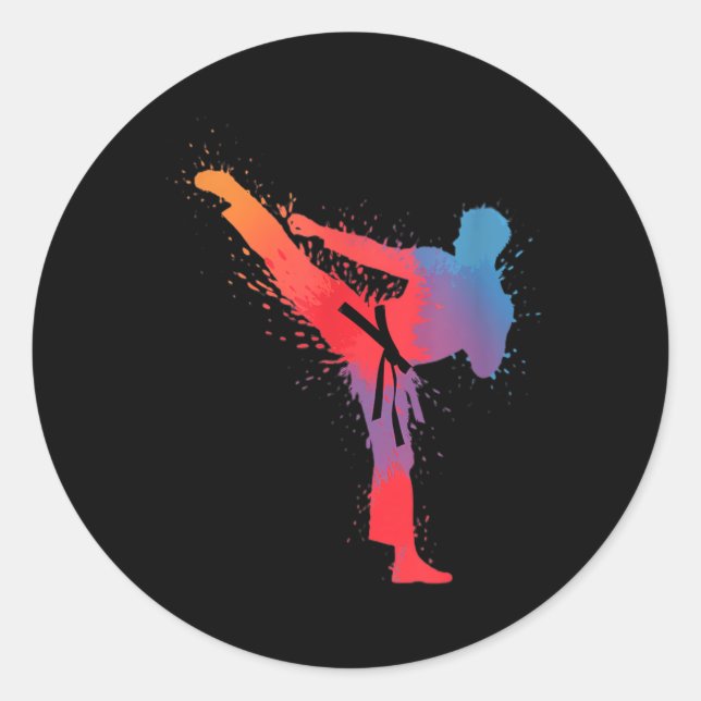 Taekwondo Karate Kampfsport Bunt Runder Aufkleber (Vorderseite)