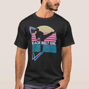Taekwondo Karate Retro Schwarzgürtel Mädchen T-Shirt