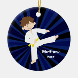 Taekwondo Karate Yellow Belt Boy Personalisiert Keramikornament