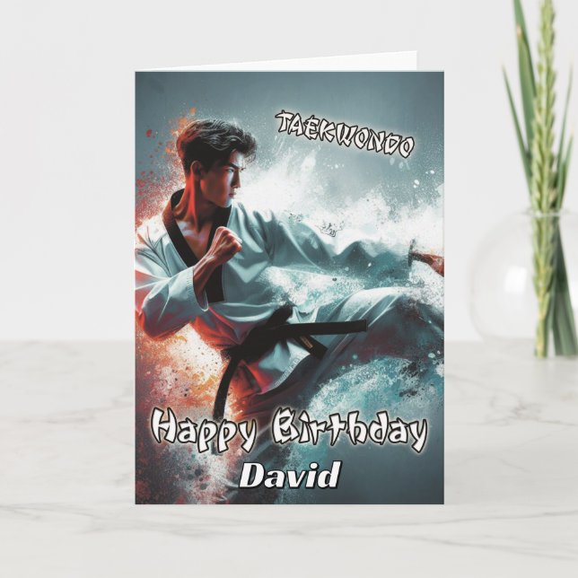 Taekwondo Kicking Spirit Birthday Card Karte (Vorderseite)