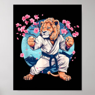 Taekwondo Kung Fu Löwe Sakura Blumen Martial Arts Poster