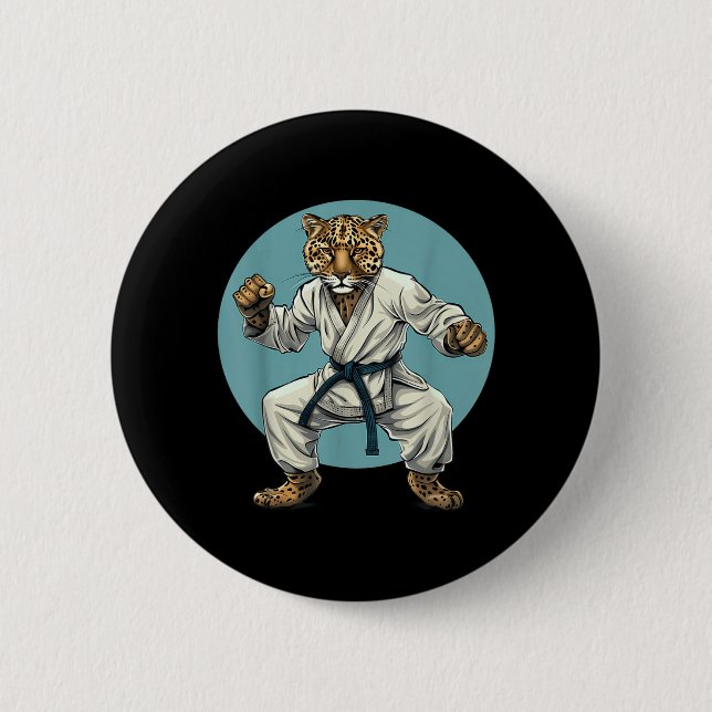 Taekwondo Leopard Kickboxen Animall Jiu-Jitsu Button (Vorderseite)