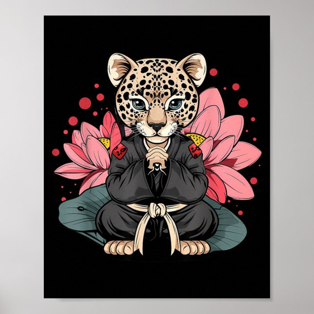 Taekwondo Leopard Kickboxen Animall Jiu-Jitsu Poster (Vorne)