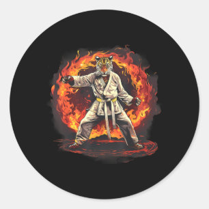Taekwondo Leopard Kickboxen Animall Jiu-Jitsu Runder Aufkleber