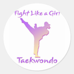 Taekwondo-Mädchen Runder Aufkleber