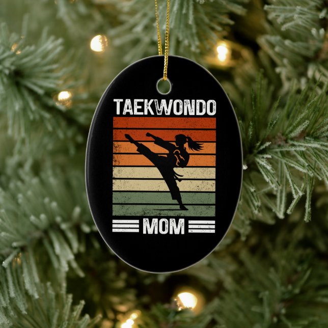 Taekwondo Mama Retro Martial Arts Mama Geschenk Keramik Ornament (Baum)