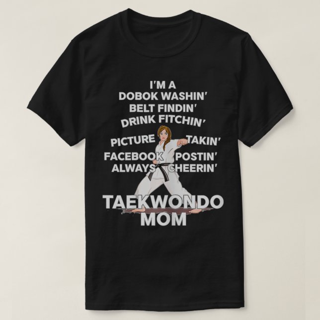 Taekwondo Mama Schwarzer Gürtel Kimono Kämpfer Aus T-Shirt (Design vorne)
